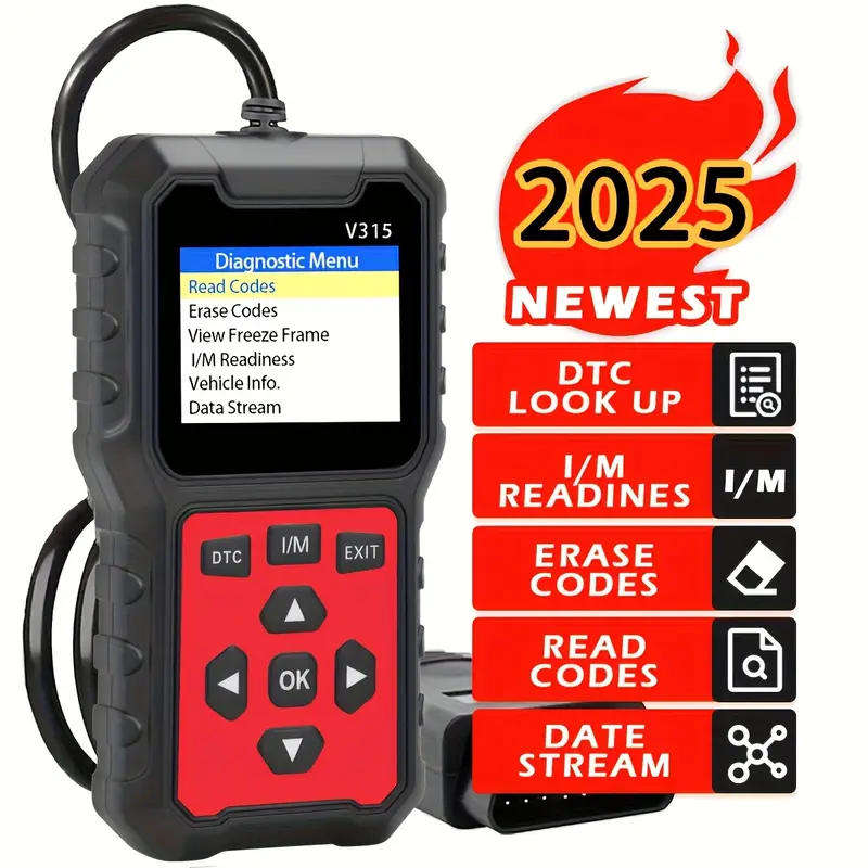 V315 Advanced OBD2 Scanner Diagnostic Tool (Black or Red)