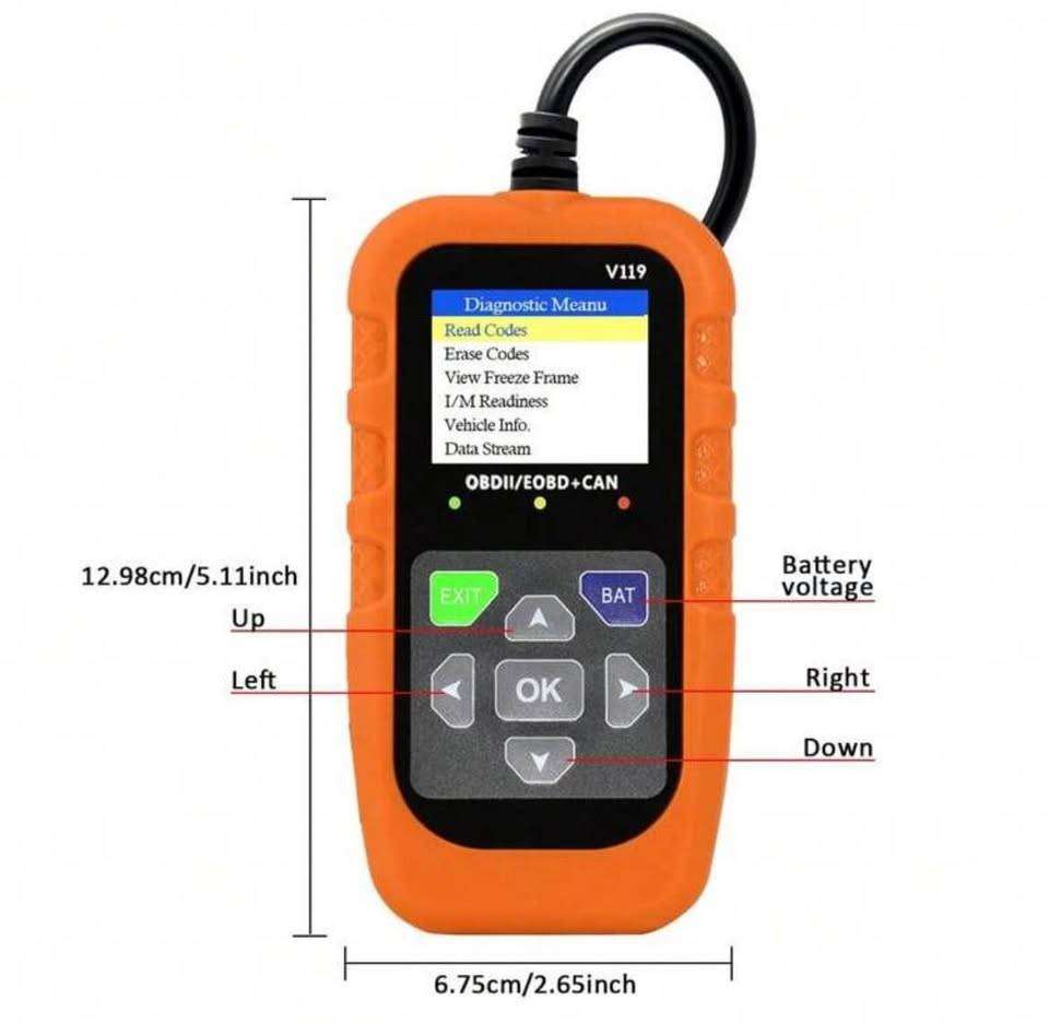 OBD II Color Car Fault Detector Code Reader OBD2 Scanner Diagnostic Tool V119 (Orange)