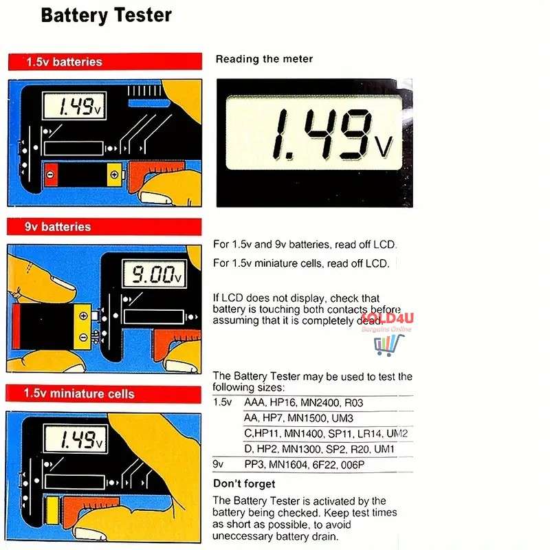 Digital LCD Battery Tester Universal  BT-168D