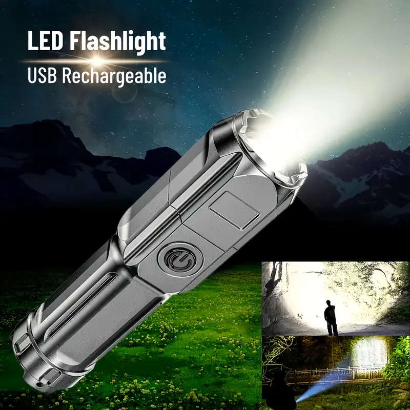 Ultra-Bright LED Flashlight Torch Rechargeable Zoomable with 3 Modes