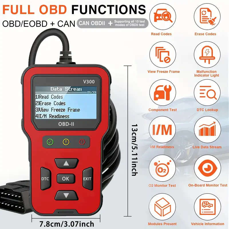 V300 Car Diagnostic Tool OBDII Engine Fault Reading
