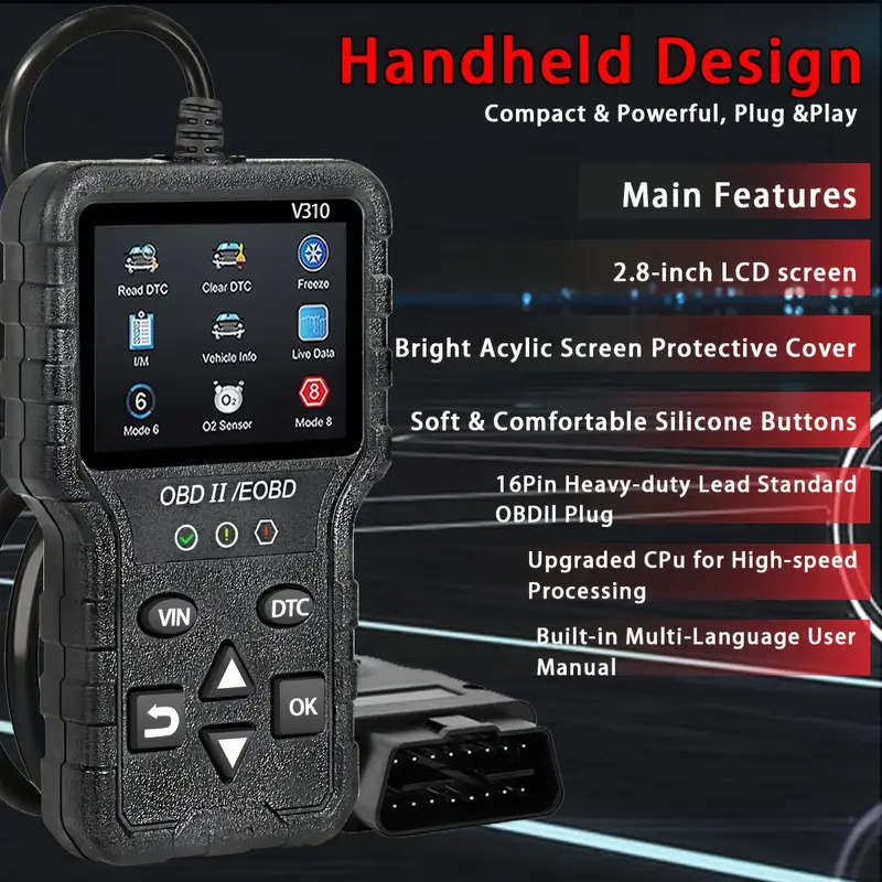 OBD2 Colorful Screen Car Fault Detector Automotive Diagnostic Tool (Black)