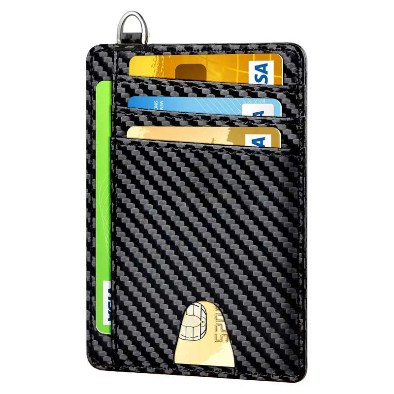 Carbon Fibre Black Slim Minimalist Wallet RFID Blocking Credit Card Holder