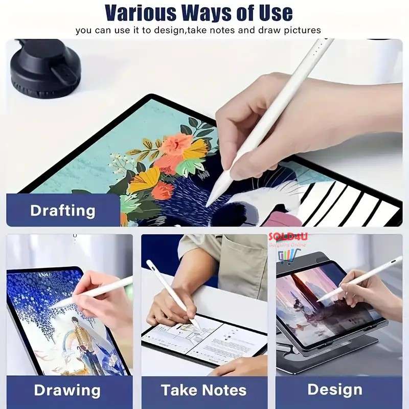 Active Stylus Pen for iPad 2018-2024, Tilt Sensitivity, Palm Rejection, High Precision Touch Pen