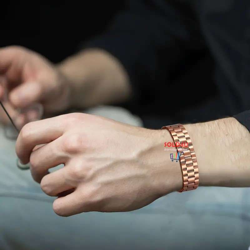 Copper Magnetic Bracelet For Men, Cuff Bangle With Effective 6Pc Neodymium Magnets, Geometric Grid