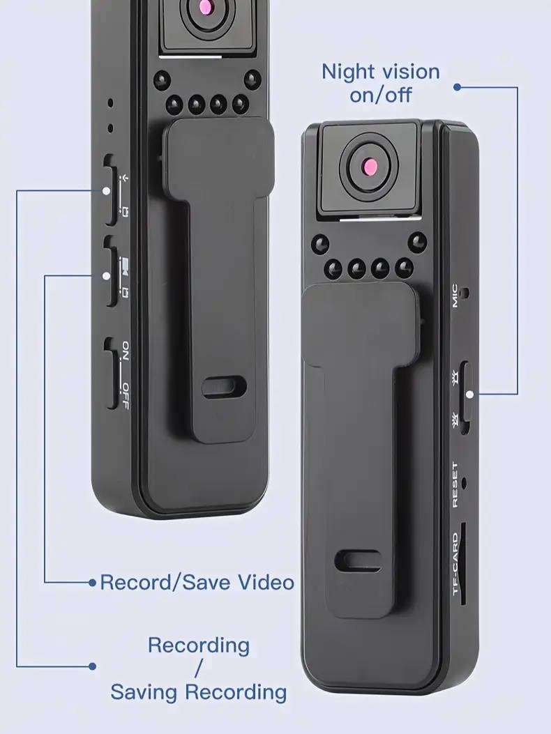 Body Camera with 1080P HD Recording Night Vision Function, Wearable Camera,  180° Rotatable Lens