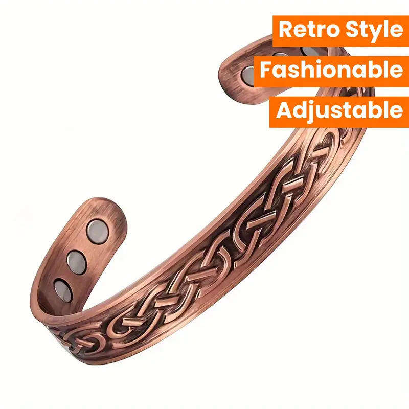 Magnetic Bracelet for Men Plated Vintage-Inspired Adjustable Retro Style