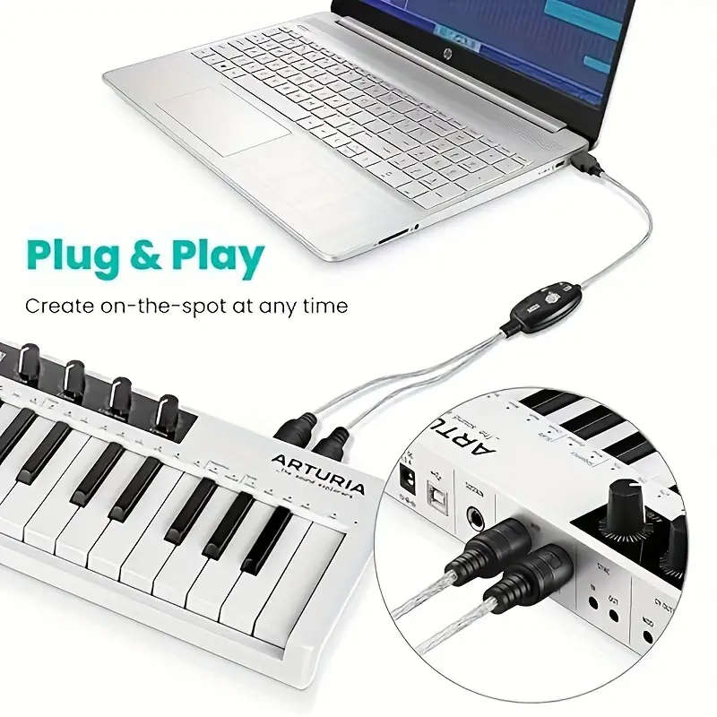 MIDI to USB IN-OUT Interface Cable Adapter for Keyboard Music Converter
