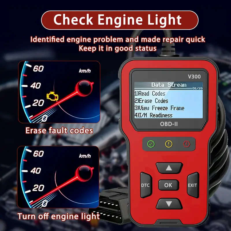 V300 Car Diagnostic Tool OBDII Engine Fault Reading