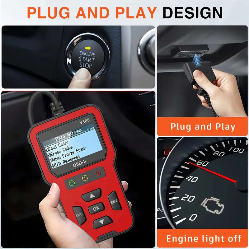V300 Car Diagnostic Tool OBDII Engine Fault Reading