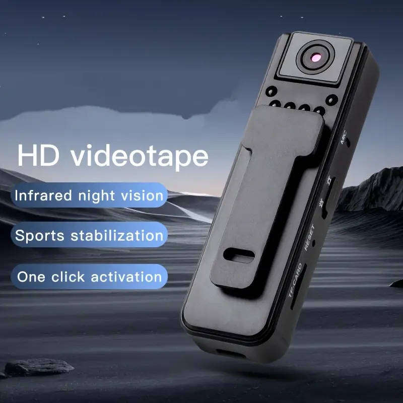 Body Camera with 1080P HD Recording Night Vision Function, Wearable Camera,  180° Rotatable Lens