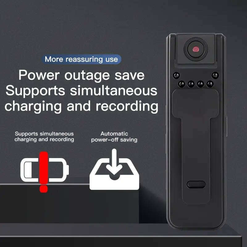 Body Camera with 1080P HD Recording Night Vision Function, Wearable Camera,  180° Rotatable Lens