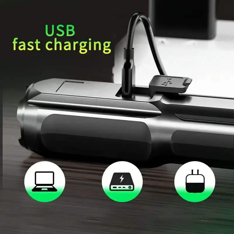 Ultra-Bright LED Flashlight Torch Rechargeable Zoomable with 3 Modes