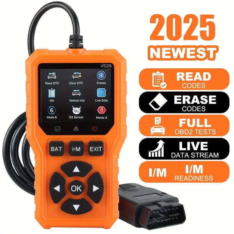 2025 Orange V527 Advanced OBD2 Scanner Diagnostic Tool