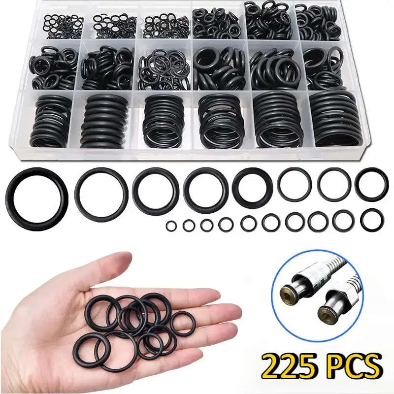 225pcs Rubber O Rings Kit 18 Size plus Plastic storage Box