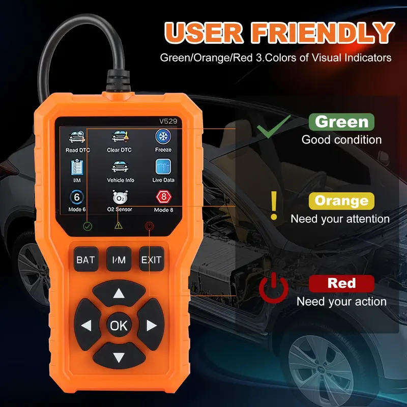 2025 Orange V527 Advanced OBD2 Scanner Diagnostic Tool