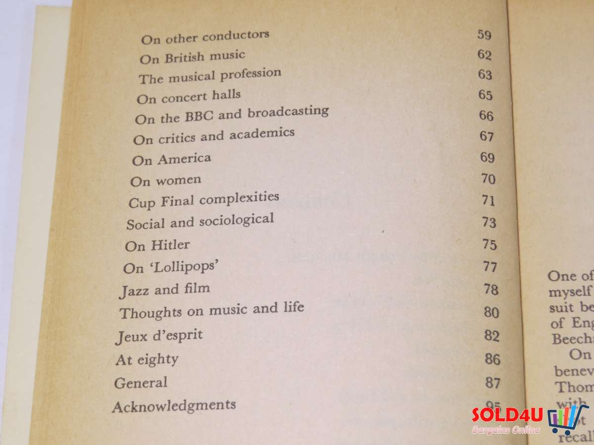 Beecham Stories: Anecdotes, Sayings and Impressions of Sir Thomas Beecham by Harold Atkins