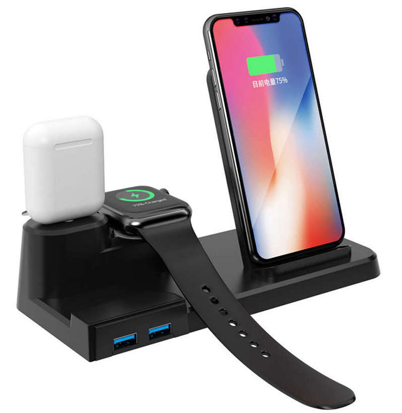 3 in 1 Qi Wireless Charger Dock Station For iPhone Airpods Apple Watch
