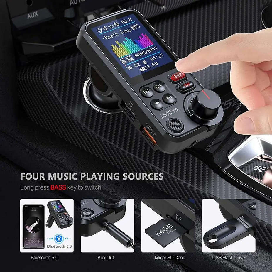 Car Bluetooth 5.0 FM Transmitter MP3 Music Player Hands-free Call Auto Kit