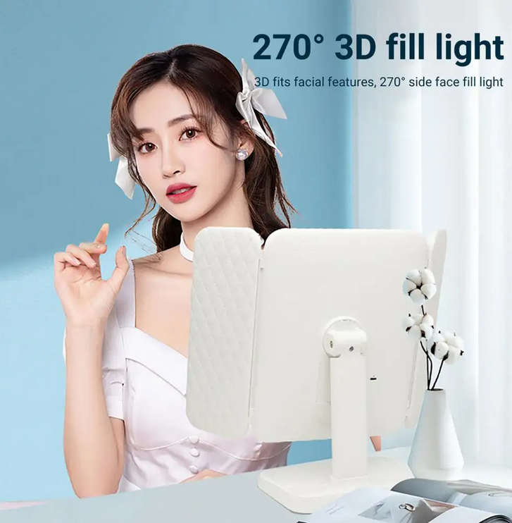 1X to 3X Magnifying 3-Colour Light Touch LED Trifold Makeup Mirror with 52 Led Lights