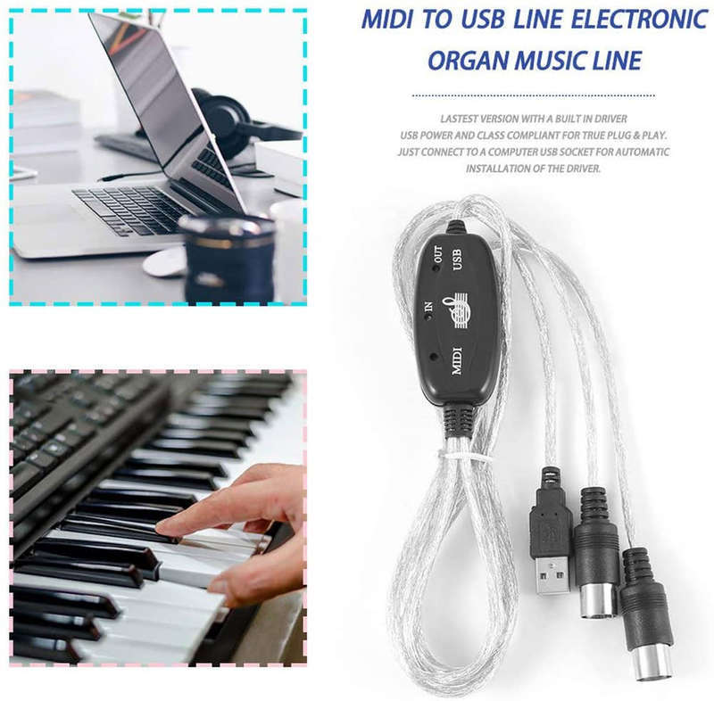 MIDI to USB IN-OUT Interface Cable Adapter for Keyboard Music Converter