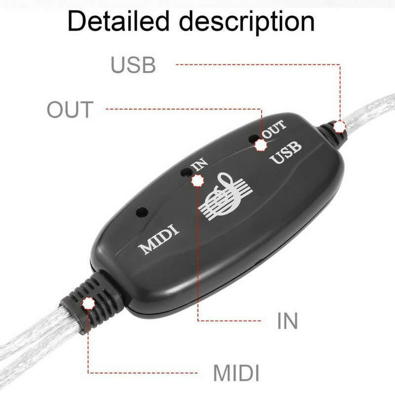 MIDI to USB IN-OUT Interface Cable Adapter for Keyboard Music Converter