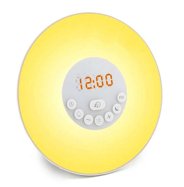 Sunrise Alarm Digital Clock Wake Up Light with 6 Nature Sounds FM Radio