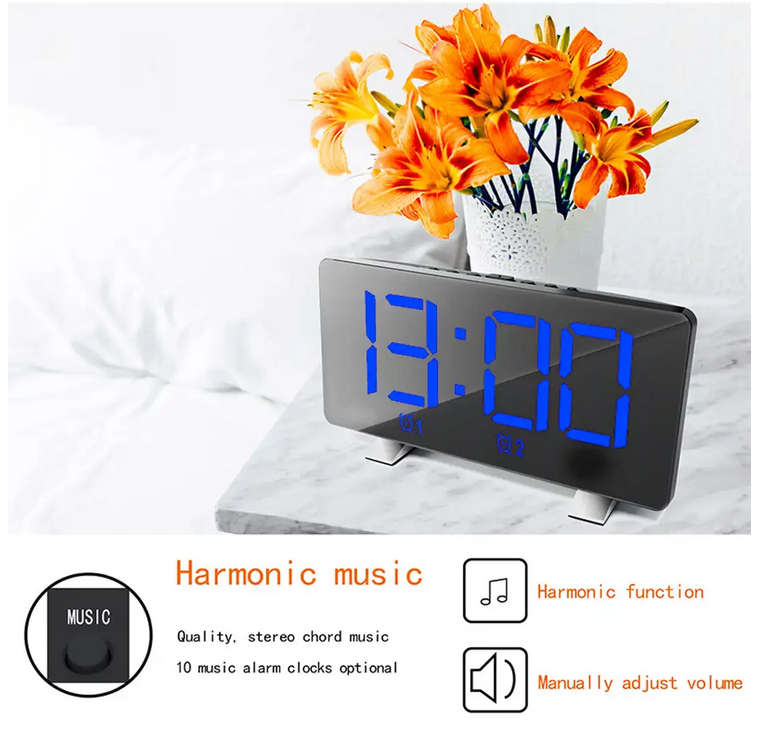 Digital Big LED Clock USB Chord Harmonic Sound Alarm