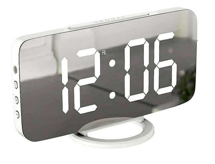 Large LED Mirrored Digital Alarm Clock with Dual USB