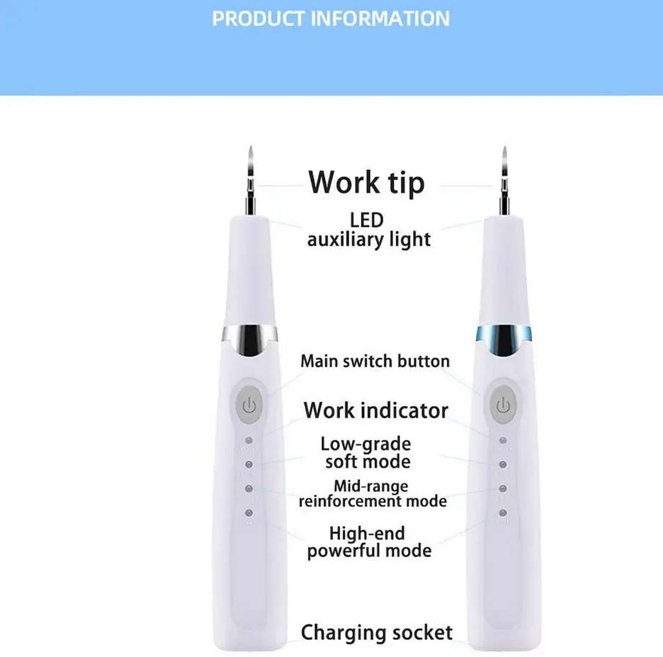 Ultrasonic Dental Scale Teeth Calculus Remover Kit 3 Modes