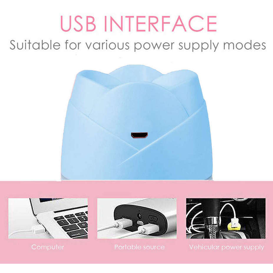 Rose shape Mini spray Humidifier USB powered (Blue)