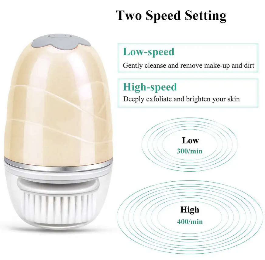 3 In 1 Electric Soft Facial Cleansing Brush Gold Rotary 360°
