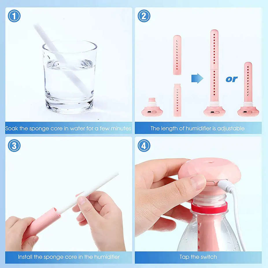 Adjustable Height Mini USB Humidifier - Fits any container