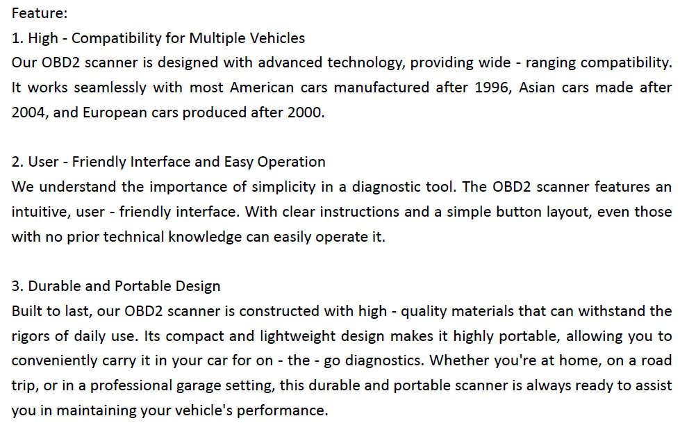 OBD II Color Car Fault Detector Code Reader OBD2 Scanner Diagnostic Tool V119 (Orange)