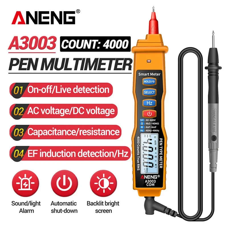 Digital Multimeter Pen Non-Contact AC/DC Voltage, Resistance, Capacitance & Hz Tester Tool