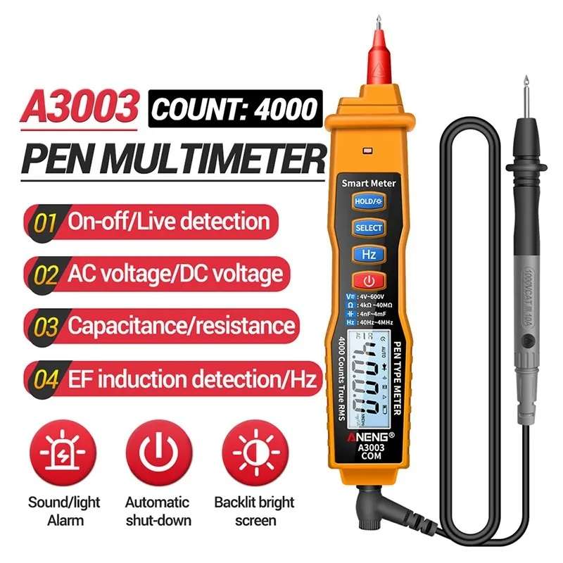 Digital Multimeter Pen Non-Contact AC/DC Voltage, Resistance, Capacitance & Hz Tester Tool