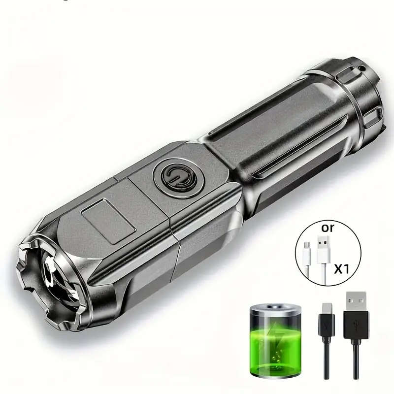 Ultra-Bright LED Flashlight Torch Rechargeable Zoomable with 3 Modes