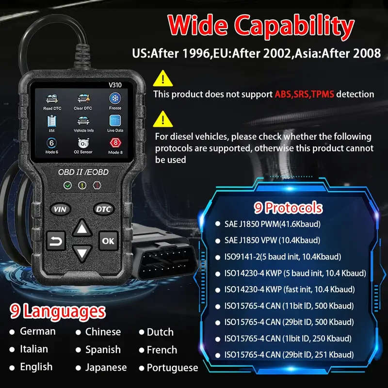 OBD2 Colorful Screen Car Fault Detector Automotive Diagnostic Tool (Black)