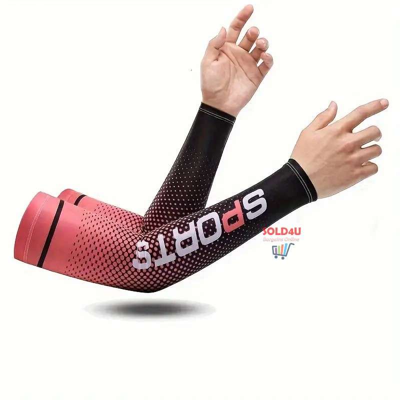 Unisex Cooling Arm Sleeves  Sports Running UV Sun Protection Outdoor Cycling Sleeves 1-Pair [ORANGE]