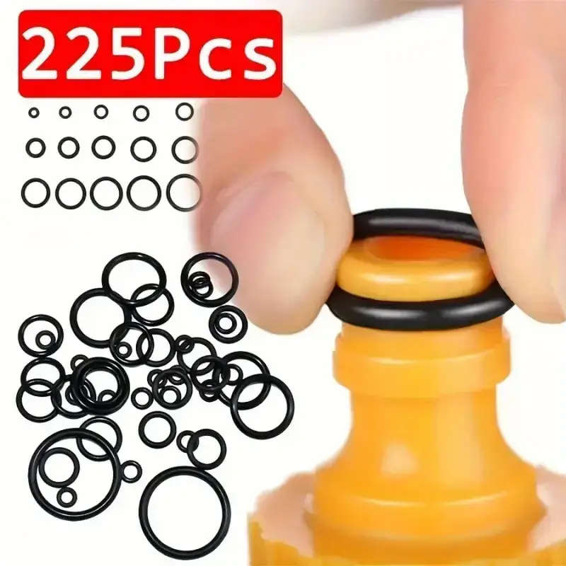 225pcs Rubber O Rings Kit 18 Size plus Plastic storage Box