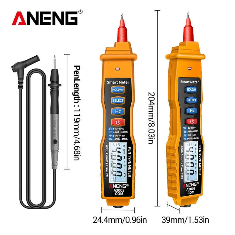 Digital Multimeter Pen Non-Contact AC/DC Voltage, Resistance, Capacitance & Hz Tester Tool