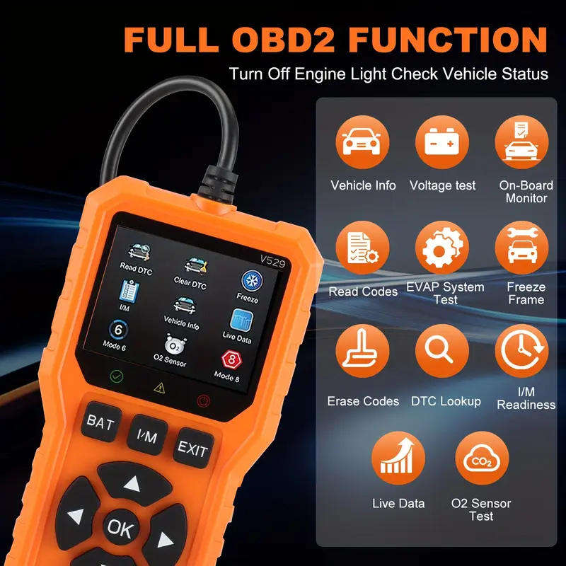 2025 Orange V527 Advanced OBD2 Scanner Diagnostic Tool