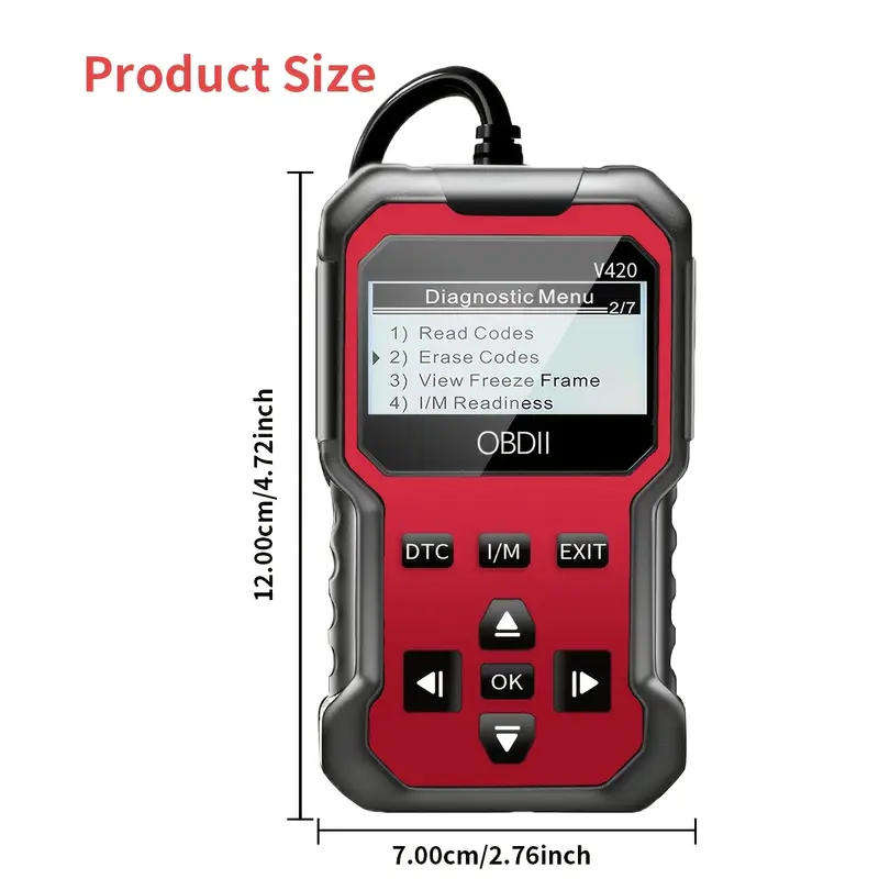 Car Fault Detector Code Reader OBD2 Scanner Diagnostic Tool (RED)