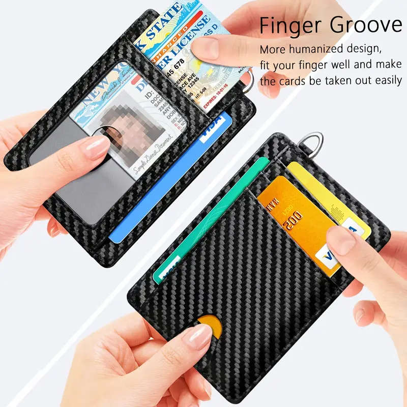 Carbon Fibre Black Slim Minimalist Wallet RFID Blocking Credit Card Holder
