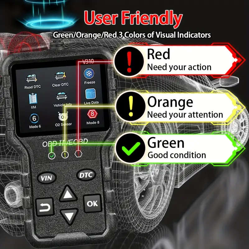 OBD2 Colorful Screen Car Fault Detector Automotive Diagnostic Tool (Black)