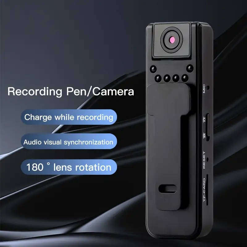 Body Camera with 1080P HD Recording Night Vision Function, Wearable Camera,  180° Rotatable Lens