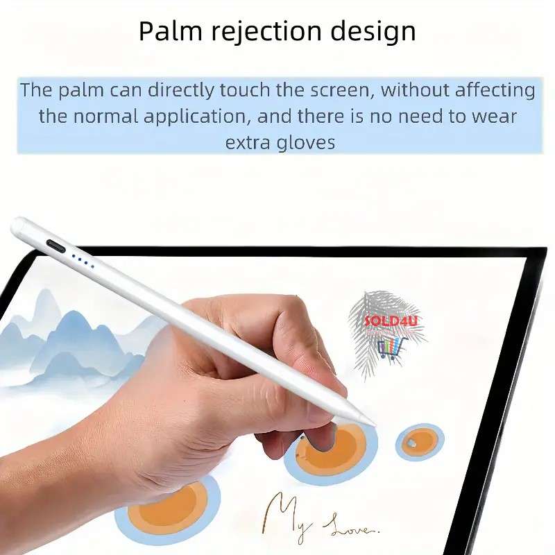 Active Stylus Pen for iPad 2018-2024, Tilt Sensitivity, Palm Rejection, High Precision Touch Pen