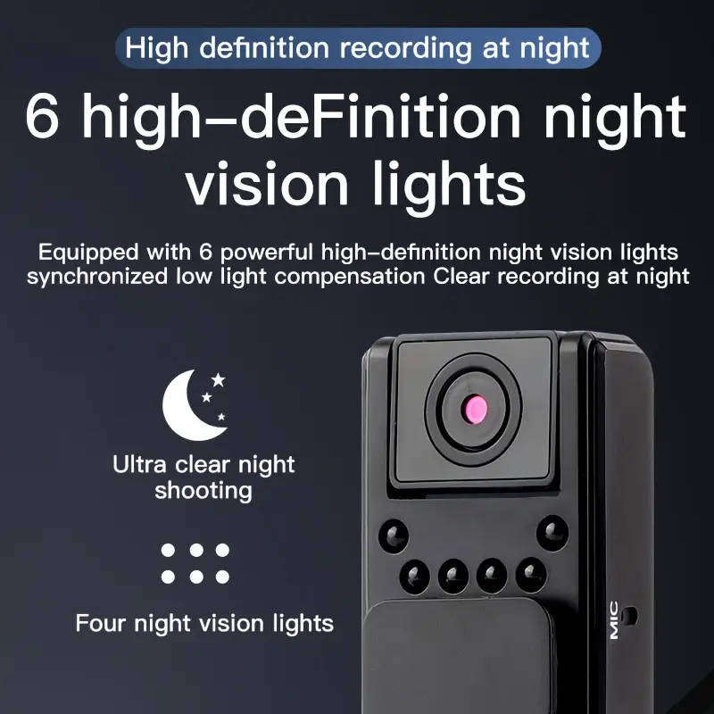 Body Camera with 1080P HD Recording Night Vision Function, Wearable Camera,  180° Rotatable Lens