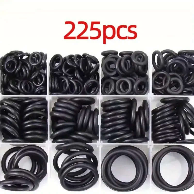 225pcs Rubber O Rings Kit 18 Size plus Plastic storage Box