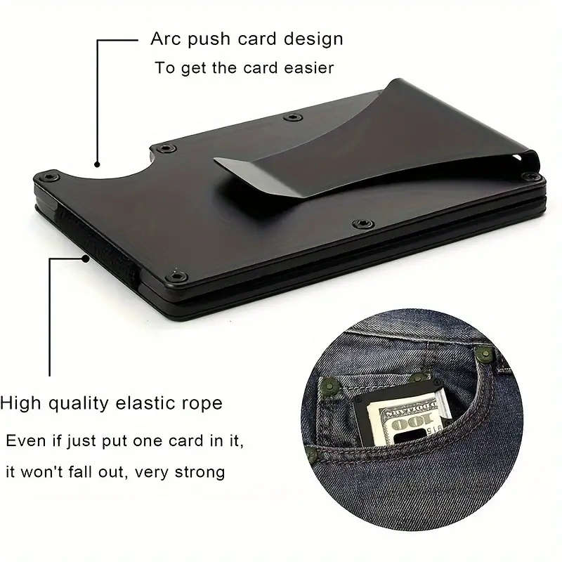 RFID Blocking Slim Aluminum Wallet Credit Card Holder Anti-Theft Metal Money Clip Grey